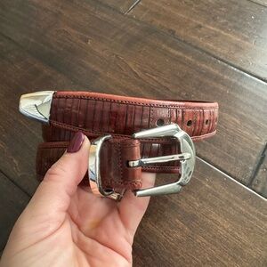 Mezlan Belt Brown Leather Men's 36 Made In Spain